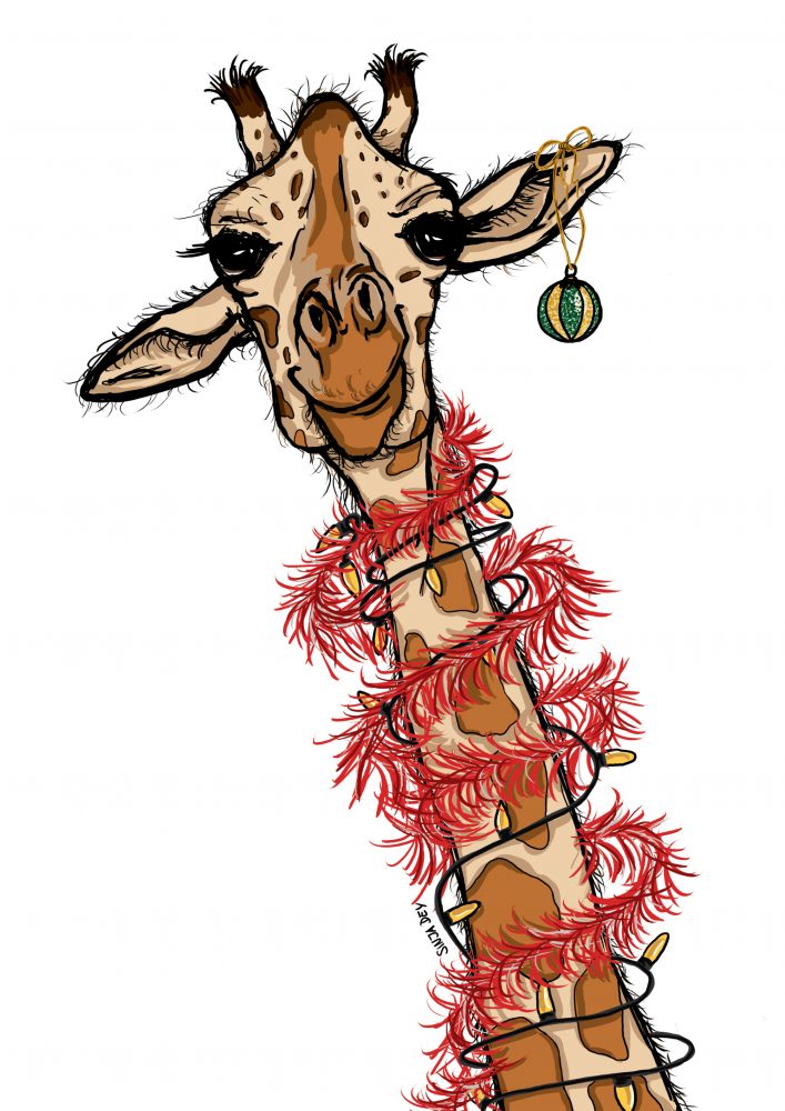 Christmas Giraffe Illustration digital