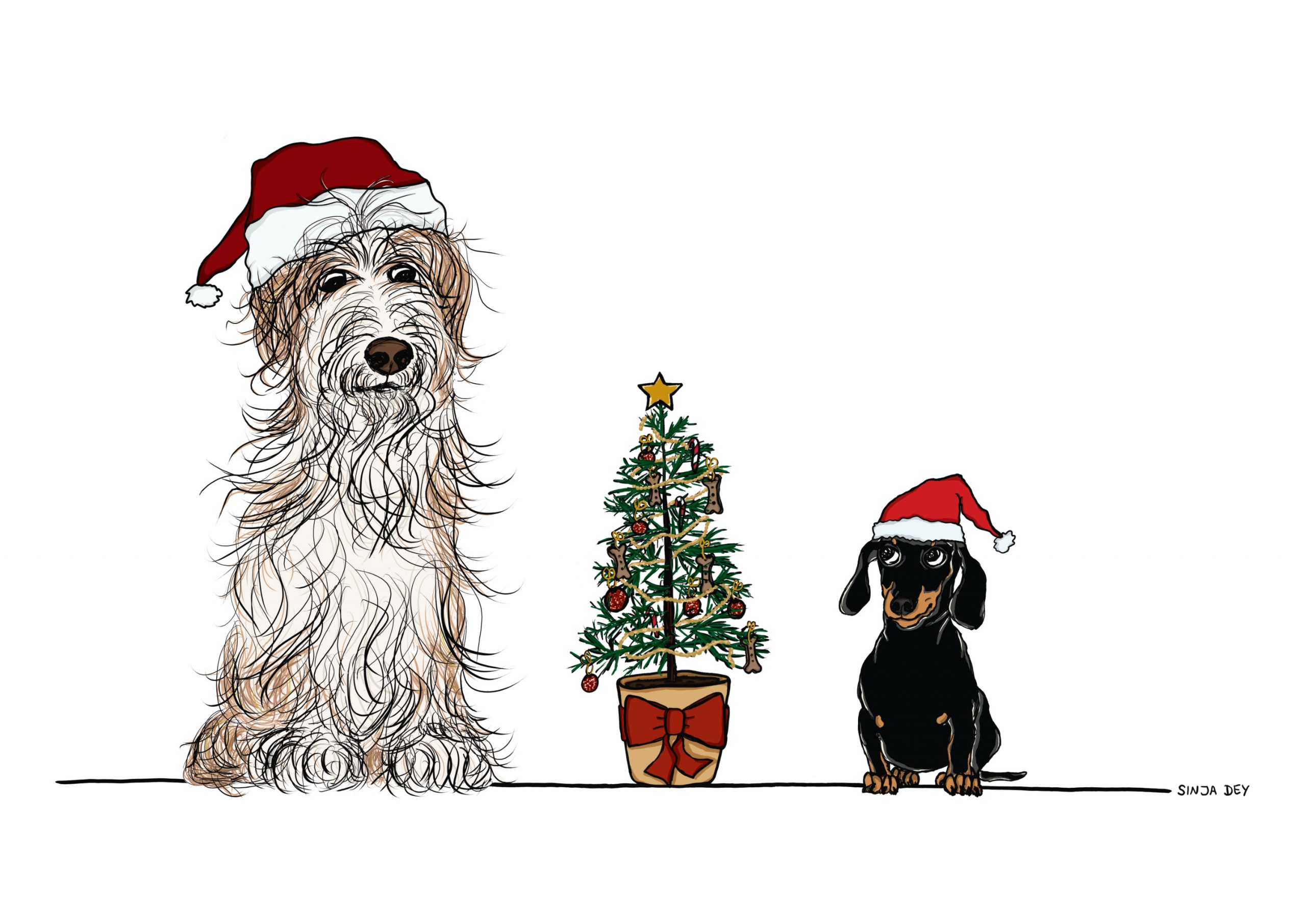 Christmas Dogs Illustration digital